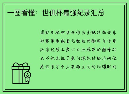 一图看懂：世俱杯最强纪录汇总